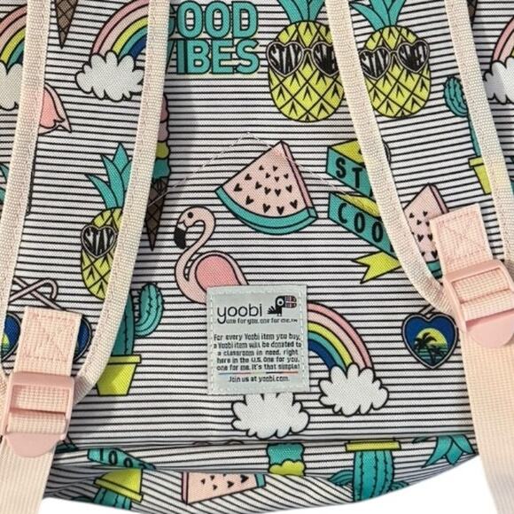 Yoobi Good Vibes Backpack Adjustable Straps Multiple Pockets New without Tags - Picture 5 of 5